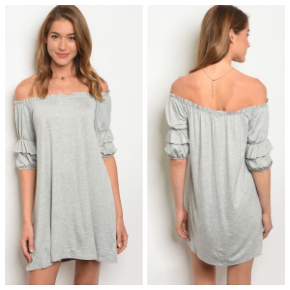 Grey Off the Shoulder Dress